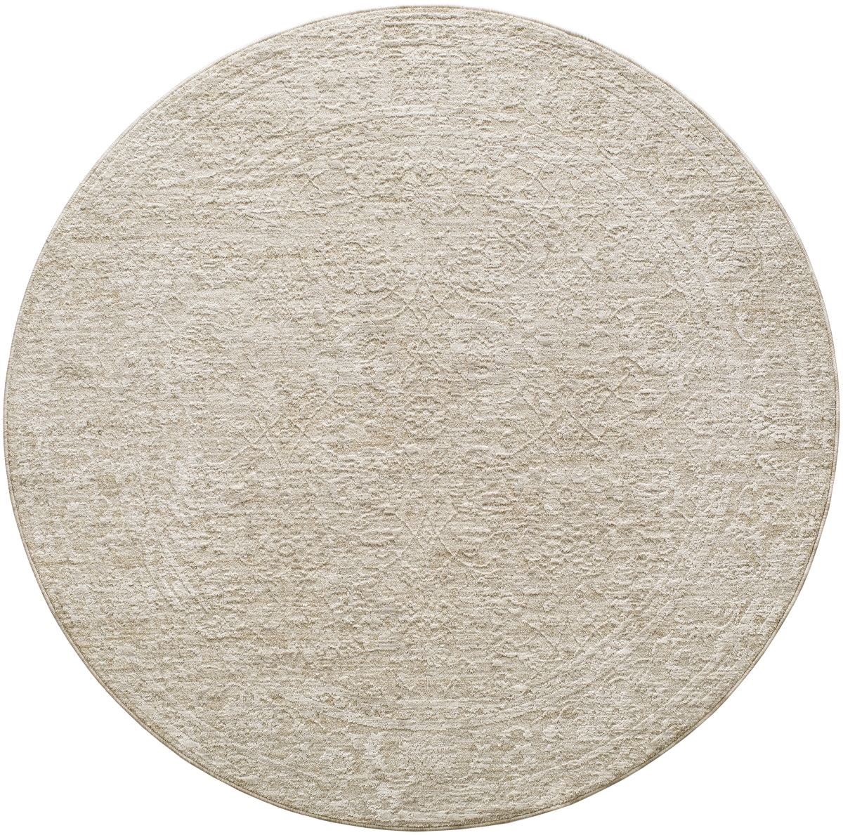 MPC2315-710RD 7 ft. 10 in. x 7 ft. 10 in. Masterpiece Traditional & Classic Machine Woven Round Rug, Medium Gray, Light Gray & Cream
