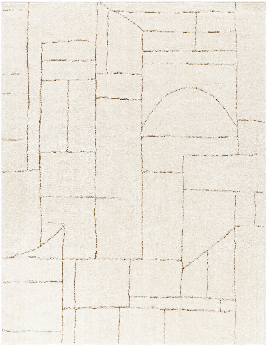 FEU2308-537 5 ft. 3 in. x 7 ft. Freud Rectangle Area Rug, Ivory & Brown