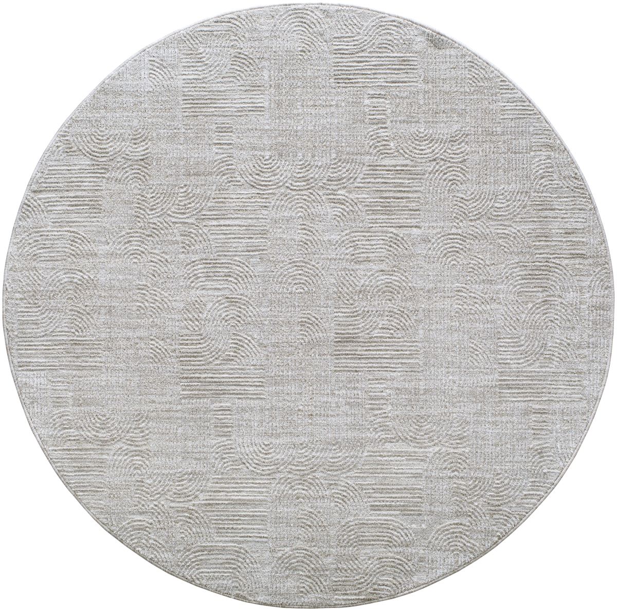 MPC2311-710RD 7 ft. 10 in. x 7 ft. 10 in. Masterpiece Traditional & Classic Machine Woven Round Rug, Medium Gray, Light Gray & Cream