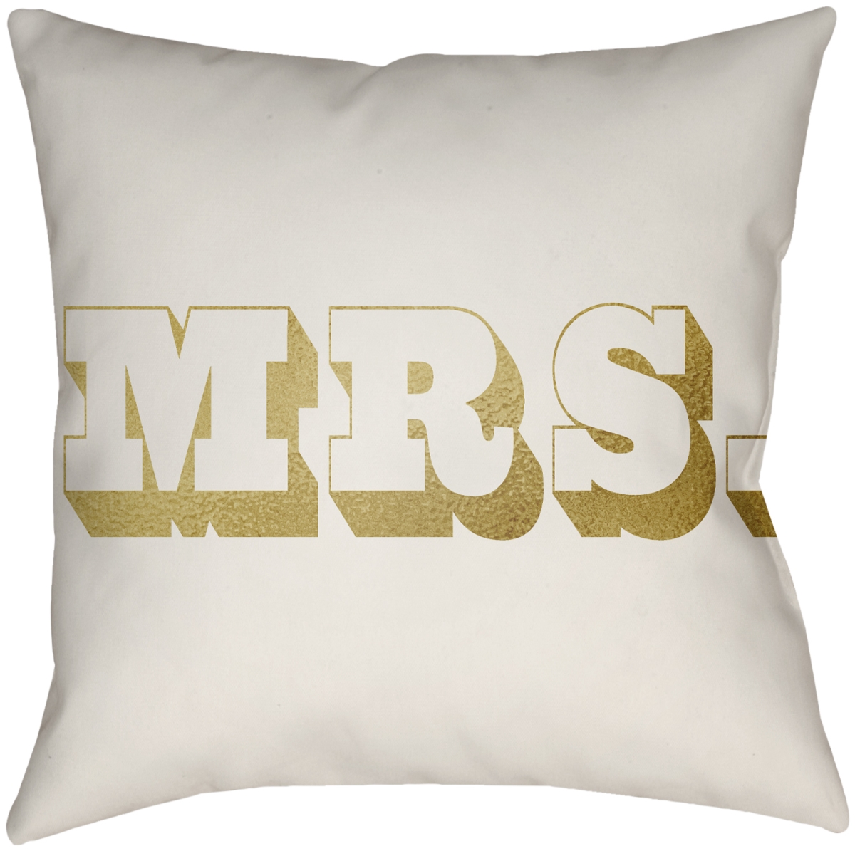 MRSS002-1818 18 x 18 in. Mr & Mrs MRSS-002 Square Accent Pillow, Ivory & Metallic Gold