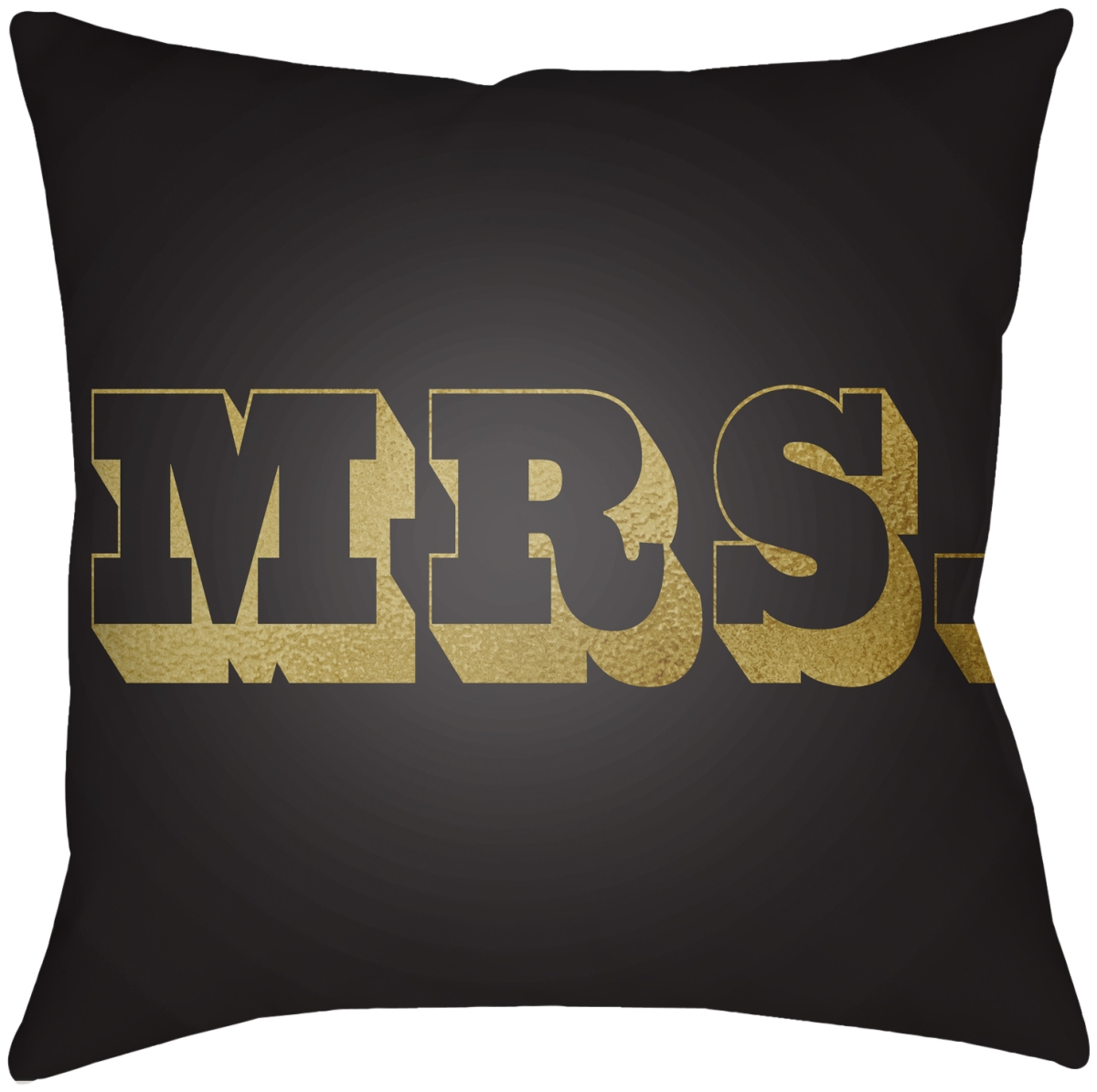 MRSS004-2020 20 x 20 in. Mr & Mrs MRSS-004 Square Accent Pillow, Black & Metallic Gold