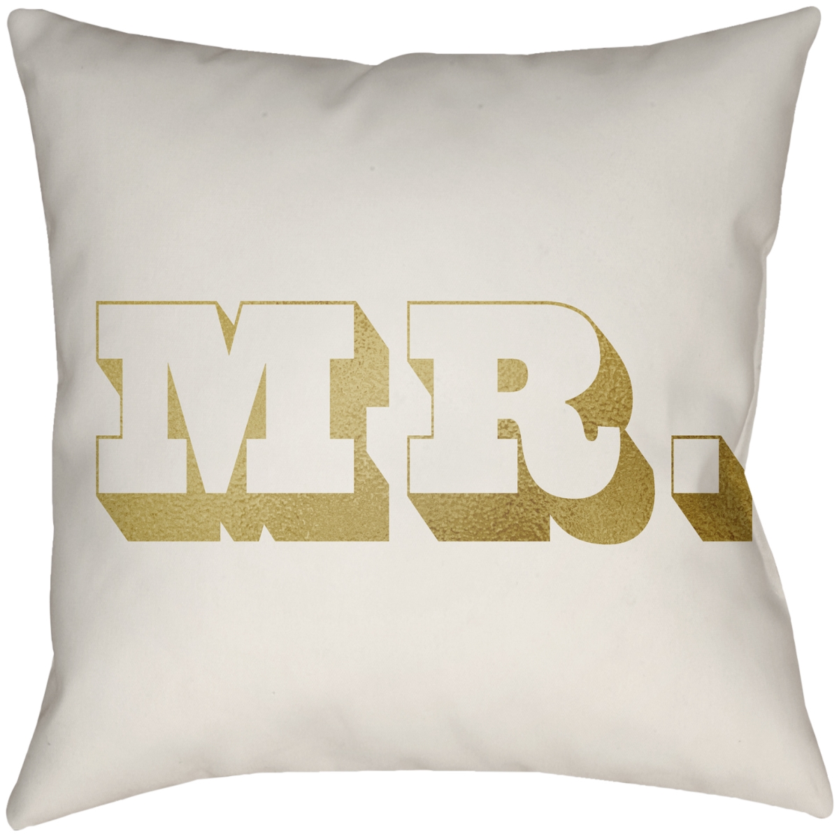 MRSS006-2020 20 x 20 in. Mr & Mrs MRSS-006 Square Accent Pillow, Ivory & Metallic Gold