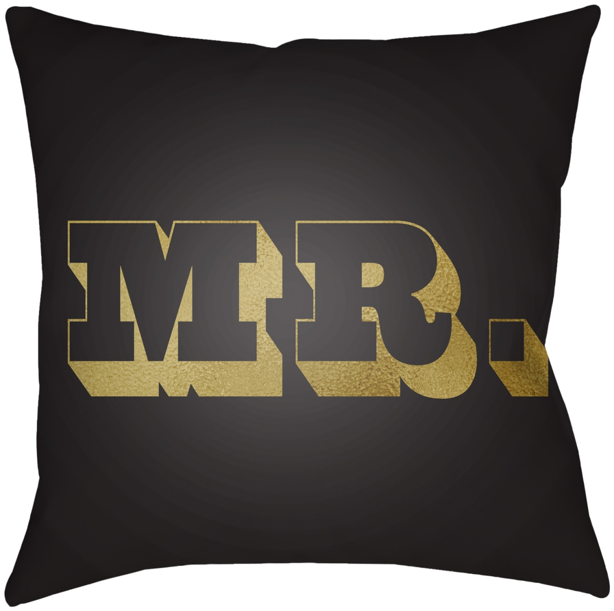 MRSS008-1818 18 x 18 in. Mr & Mrs MRSS-008 Square Accent Pillow, Black & Metallic Gold