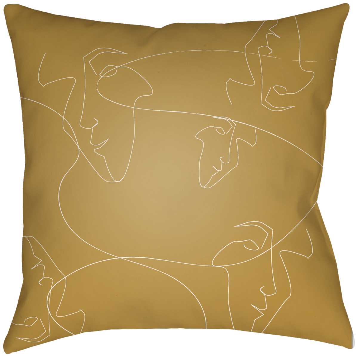 MDF001-1818 18 x 18 in. Modern Faces MDF-001 Square Accent Pillow, Mustard & White