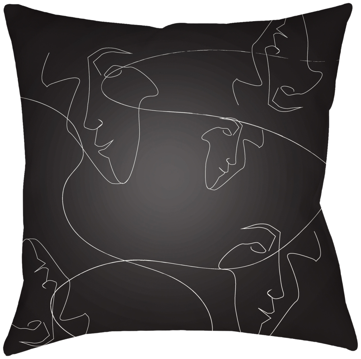 MDF003-1818 18 x 18 in. Modern Faces MDF-003 Square Accent Pillow, Black & White