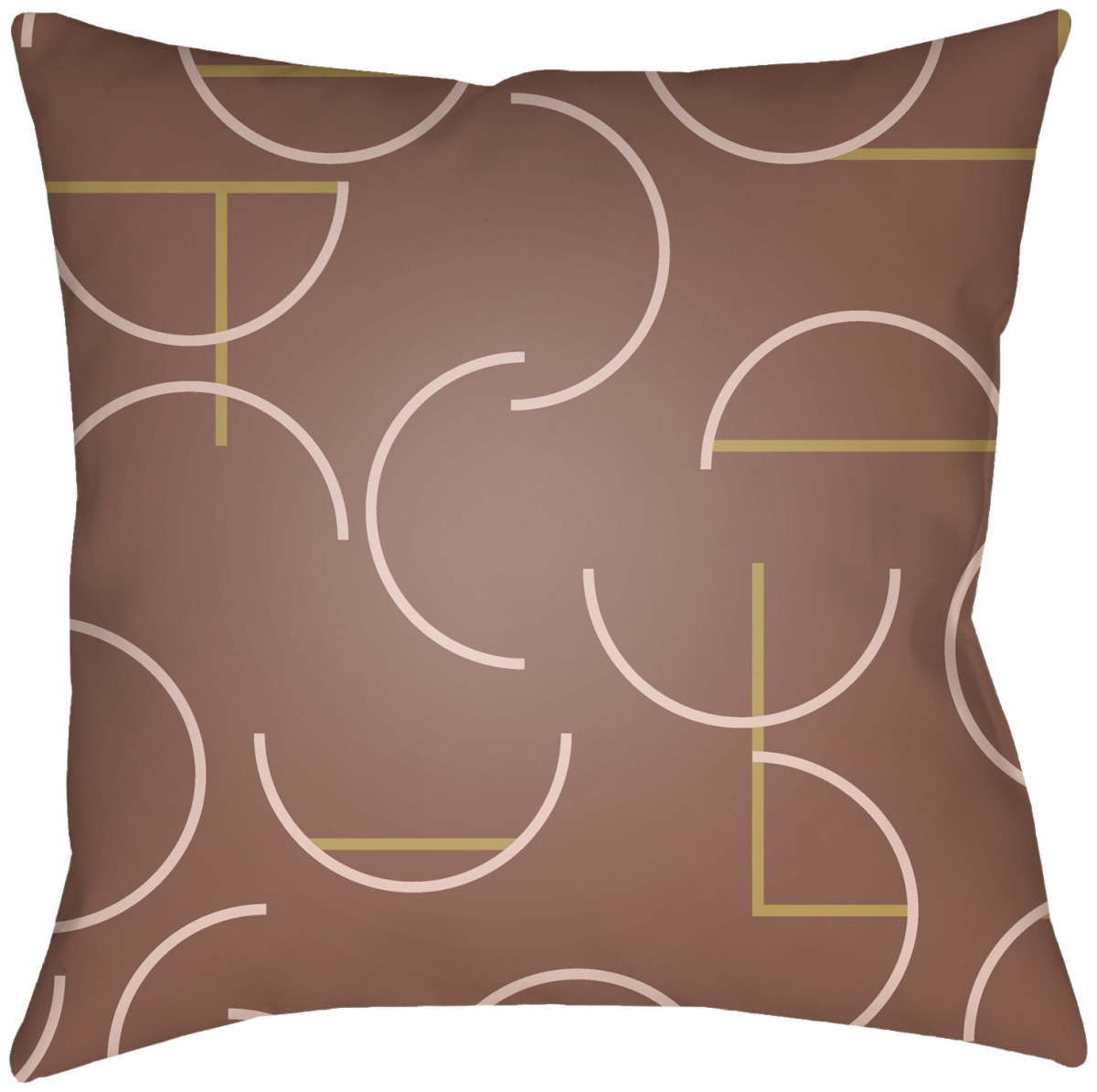 MEC002-1818 18 x 18 in. Modern Circles MEC-002 Square Accent Pillow - Medium Brown, Pale Pink & Mustard