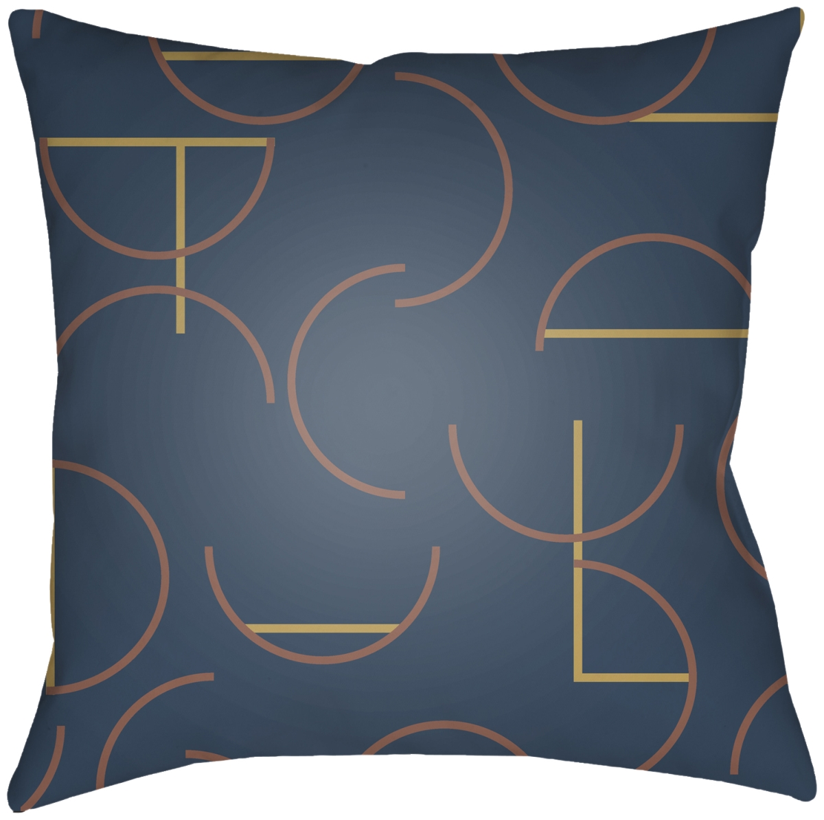 MEC003-1818 18 x 18 in. Modern Circles MEC-003 Square Accent Pillow - Navy, Medium Brown & Metallic Gold