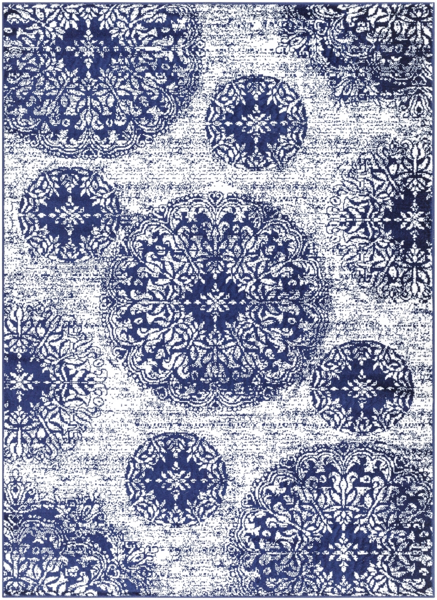 MNC2345-81012 8 ft. 10 in. x 12 ft. Monte Carlo MNC-2345 Machine Woven Rectangle Area Rug, Dark Blue & Pale Blue