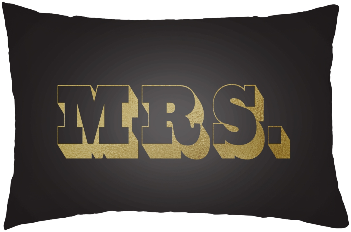 MRSS004-1422 14 x 22 in. Mr & Mrs Lumbar Pillow, Black & Metallic Gold