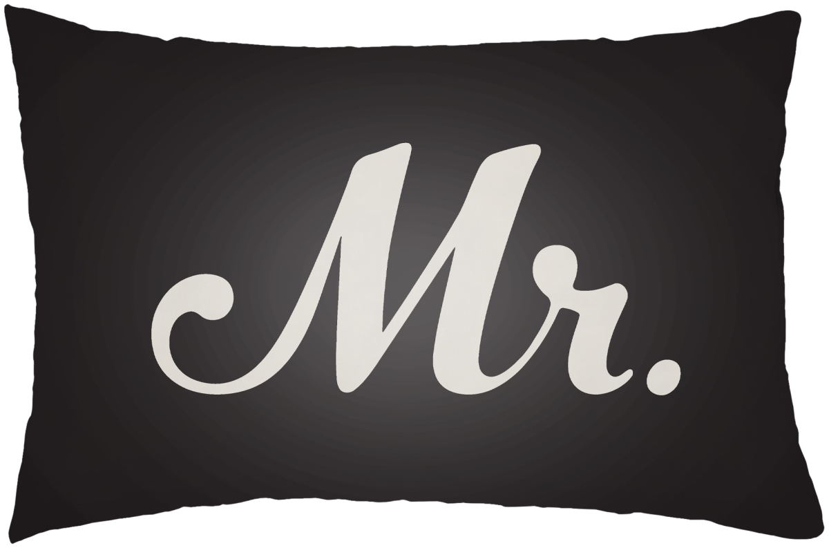 MRSS007-1422 14 x 22 in. Mr & Mrs Lumbar Pillow, Black & Ivory