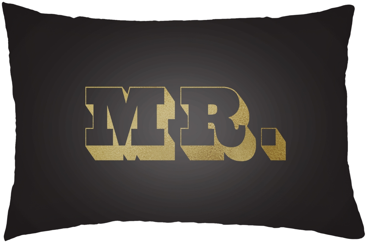 MRSS008-1422 14 x 22 in. Mr & Mrs Lumbar Pillow, Black & Metallic Gold