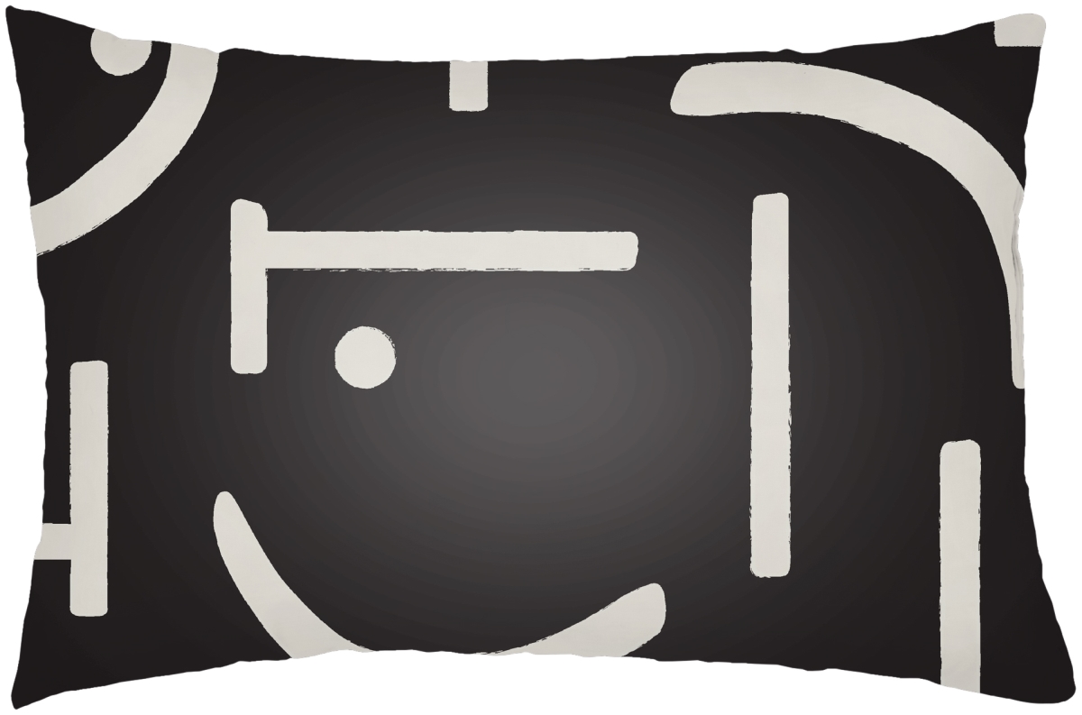 BMB002-1422 14 x 22 in. Bambara Lumbar Pillow, Black & Ivory