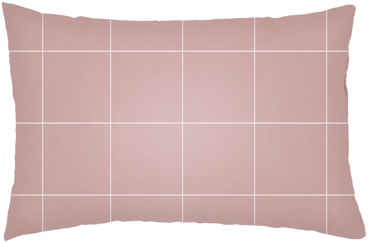 GDW001-1422 14 x 22 in. Gridwork Lumbar Pillow, Dusty Pink & White