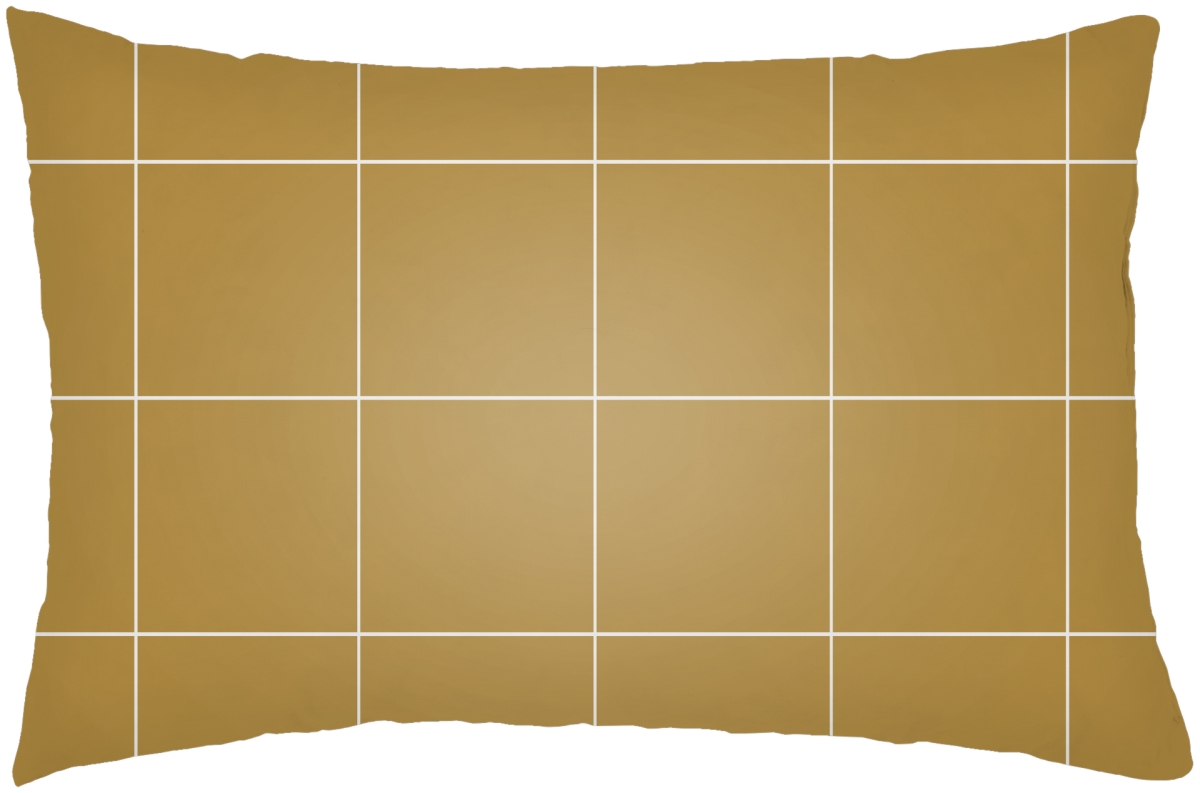 GDW005-1422 14 x 22 in. Gridwork Lumbar Pillow, Mustard & White