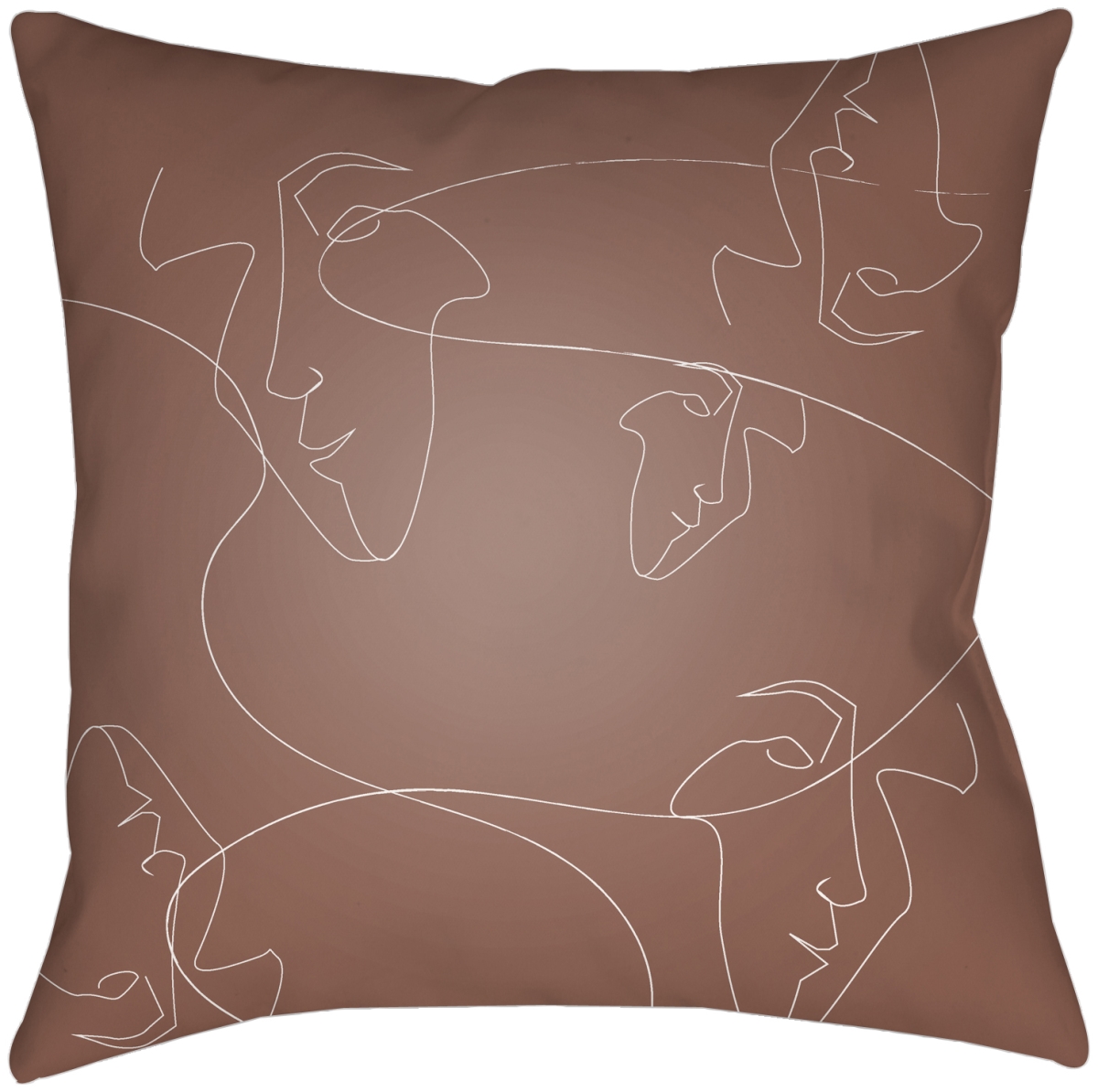 MDF002-1616 16 x 16 in. Modern Faces Accent Square Pillow, Medium Brown & White -  Surya