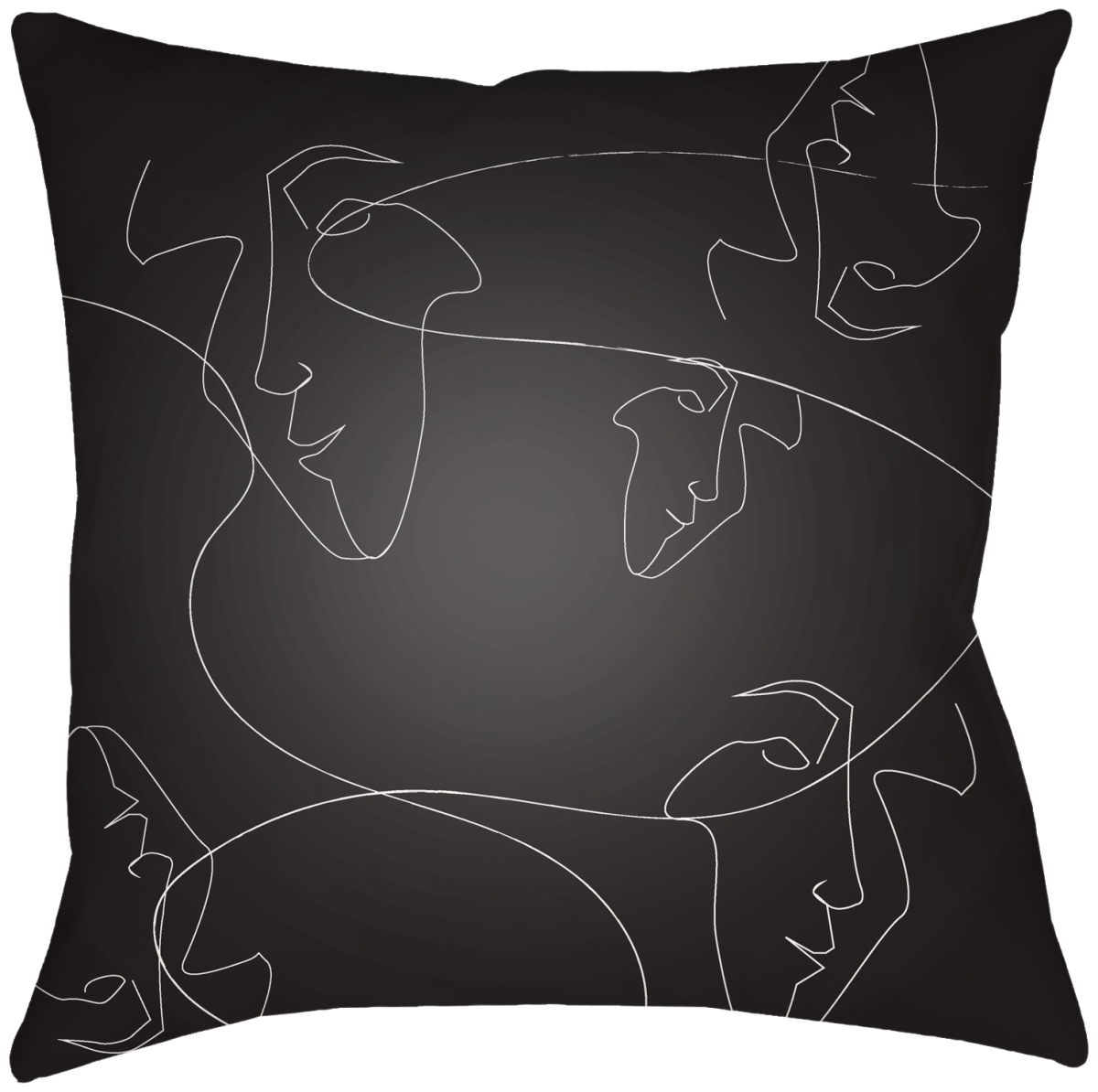 MDF003-1616 16 x 16 in. Modern Faces Accent Square Pillow, Black & White -  Surya