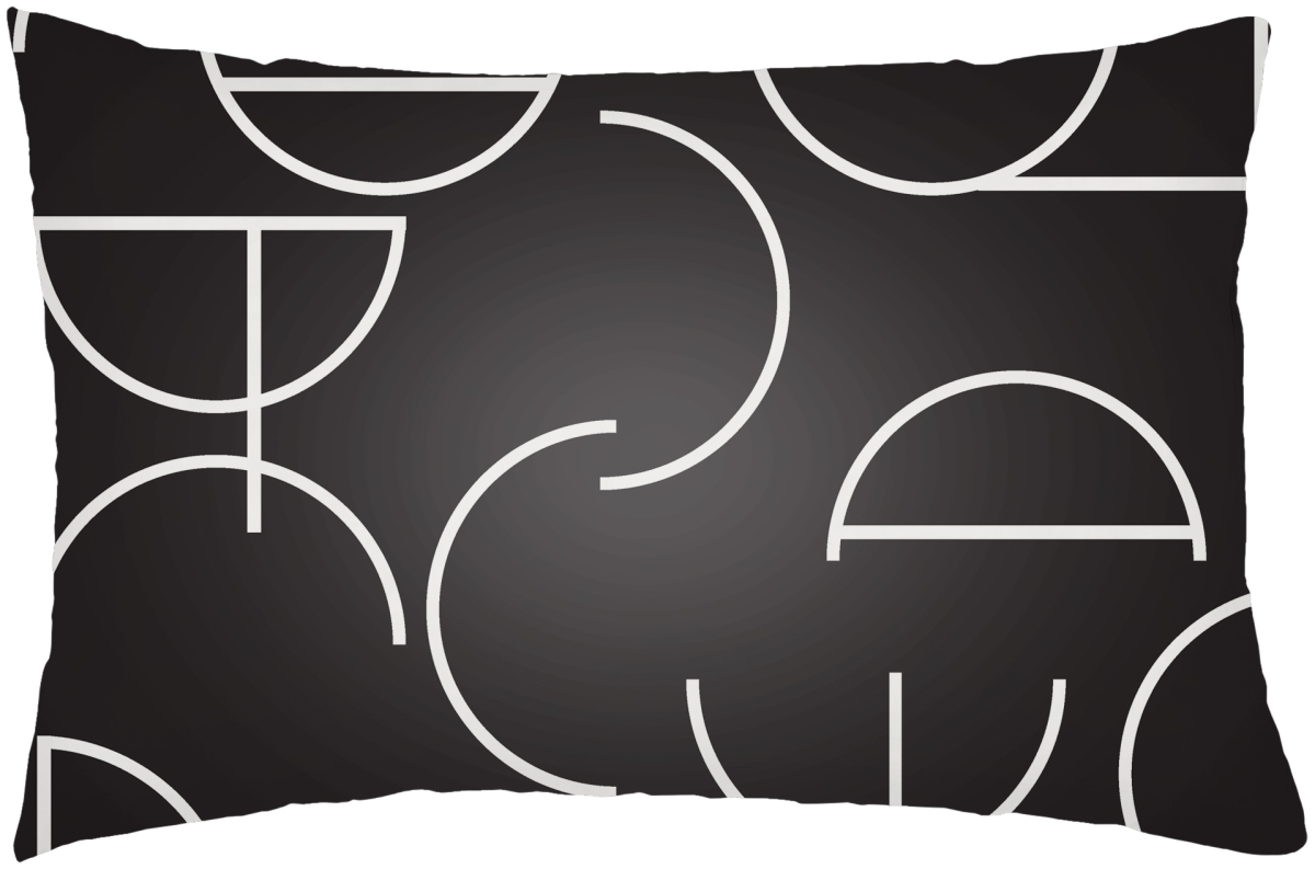 MEC001-1422 14 x 22 in. Modern Circles Lumbar Pillow, Black & White
