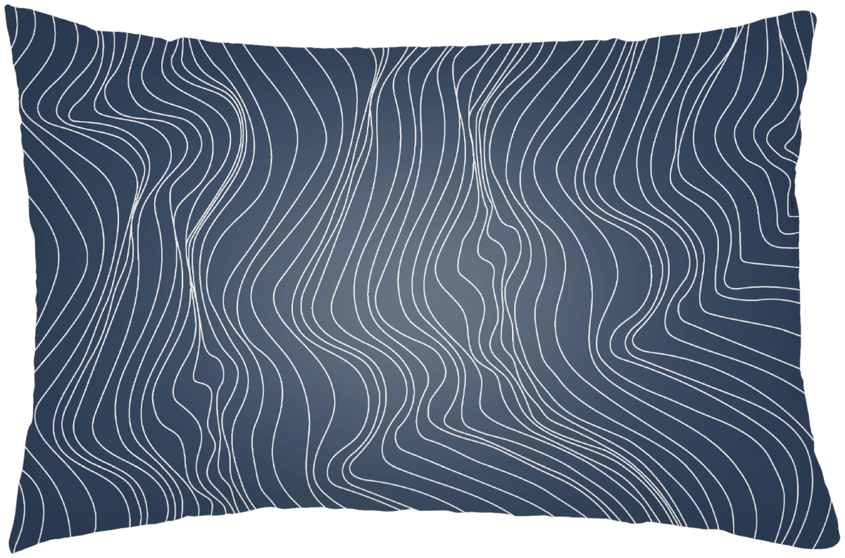MNL001-1422 14 x 22 in. Modern Lines Lumbar Pillow, Dark Blue & White