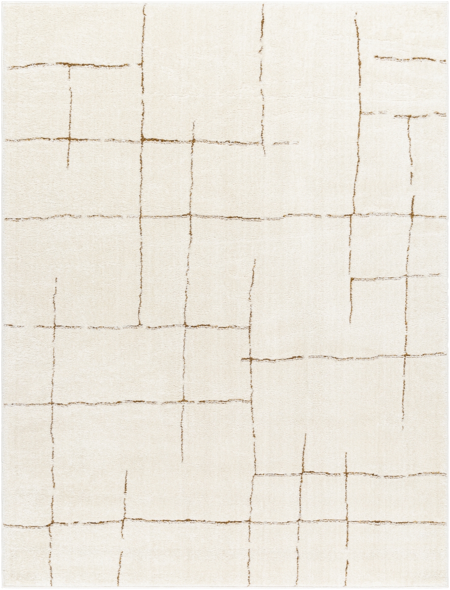 FEU2310-537 5 ft. 3 in. x 7 ft. Freud Machine Woven Rectangle Area Rug, Ivory & Brown