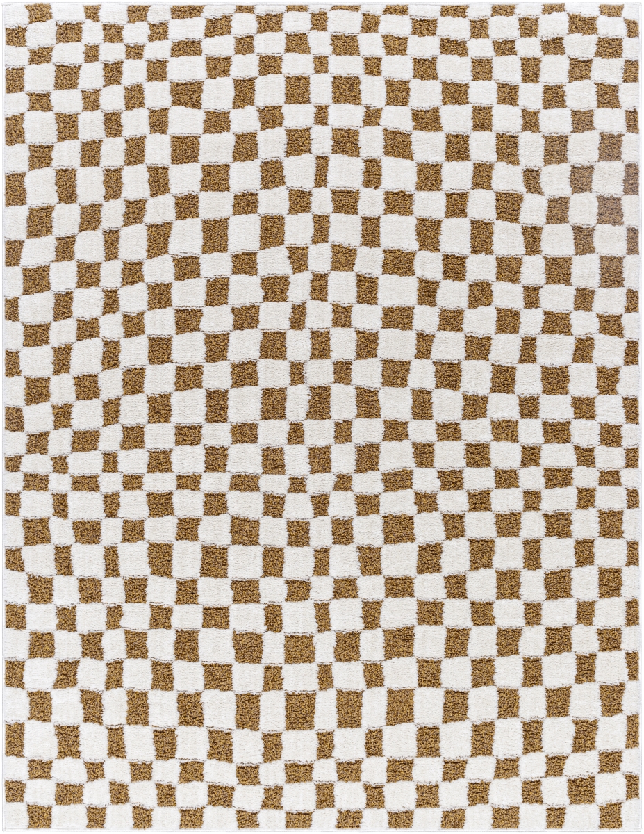 FEU2317-9212 9 ft. 2 in. x 12 ft. Freud Machine Woven Rectangle Rug, Ivory & Brown