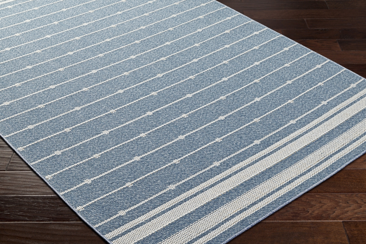 PMB2312-710RD 7 ft. 10 in. x 7 ft. 10 in. Pismo Beach PMB-2312 Machine Woven Round Rug, Blue & White