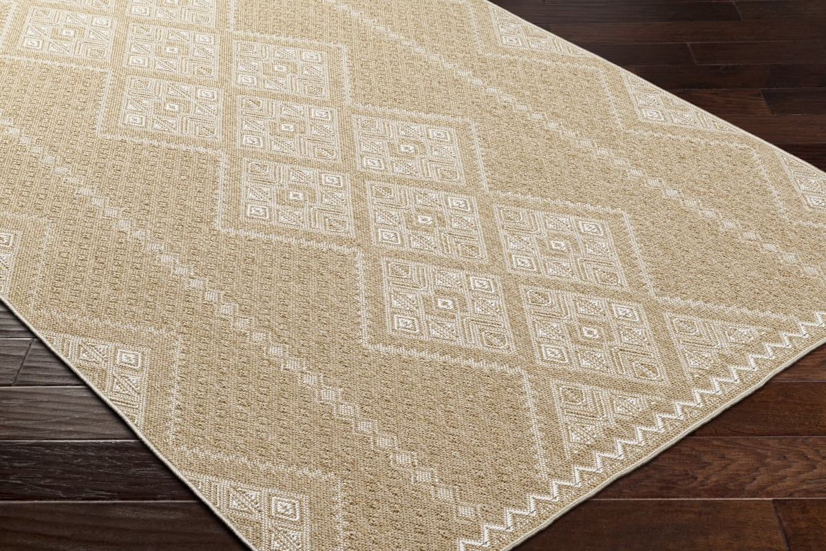 PMB2314-710RD 7 ft. 10 in. x 7 ft. 10 in. Pismo Beach PMB-2314 Machine Woven Round Rug, Tan & White