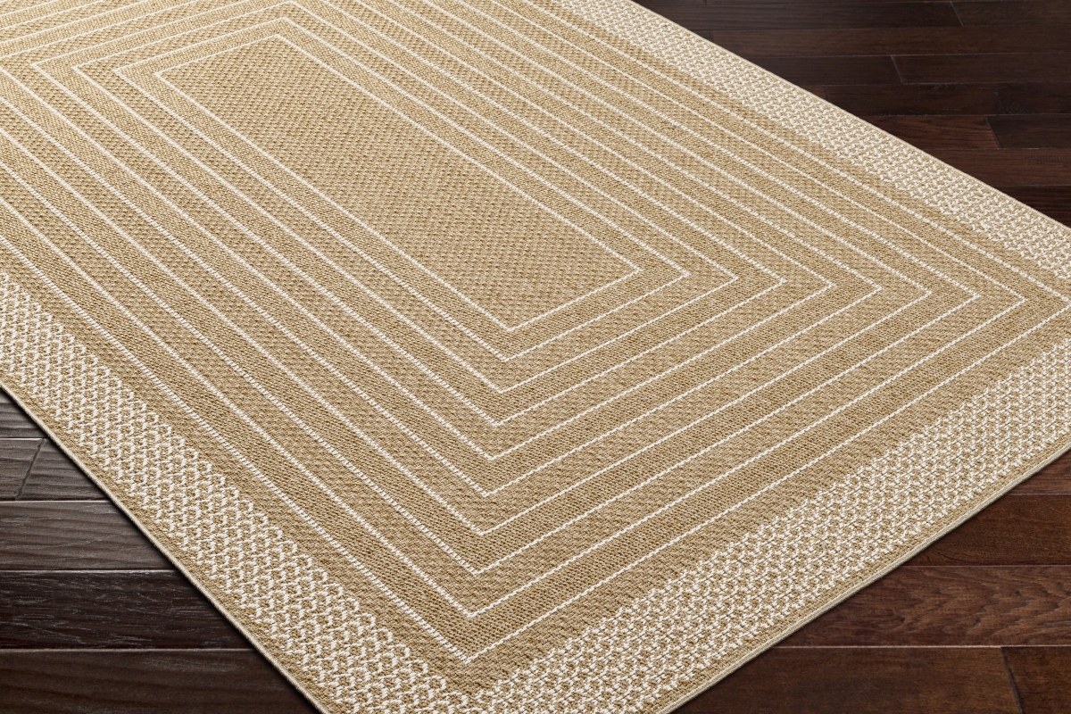 PMB2315-710RD 7 ft. 10 in. x 7 ft. 10 in. Pismo Beach PMB-2315 Machine Woven Round Rug, Tan & White