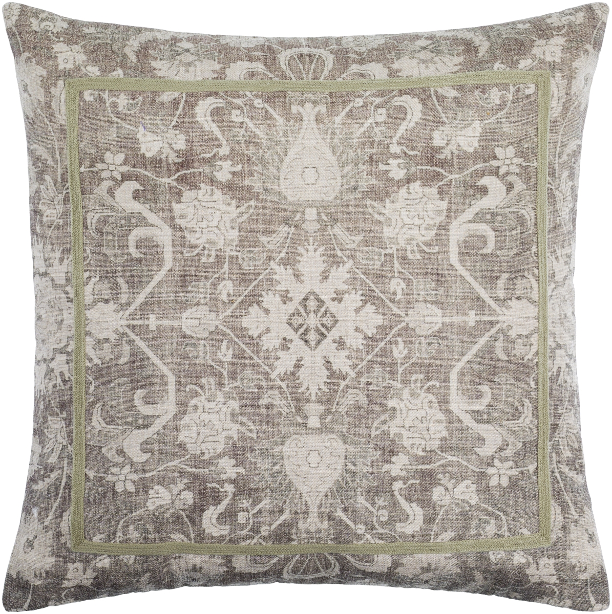 KIR001-2222D 22 x 22 in. Kabir Accent Square Pillow, Beige & Light Sage