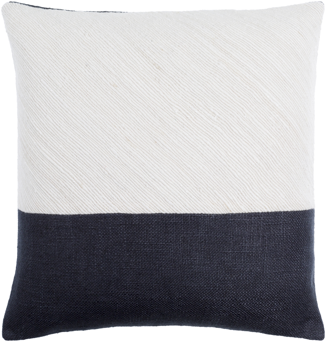 LOX003-1818D 18 x 18 in. Loomed Luxe Accent Square Pillow, Off-White & Onyx -  Livabliss