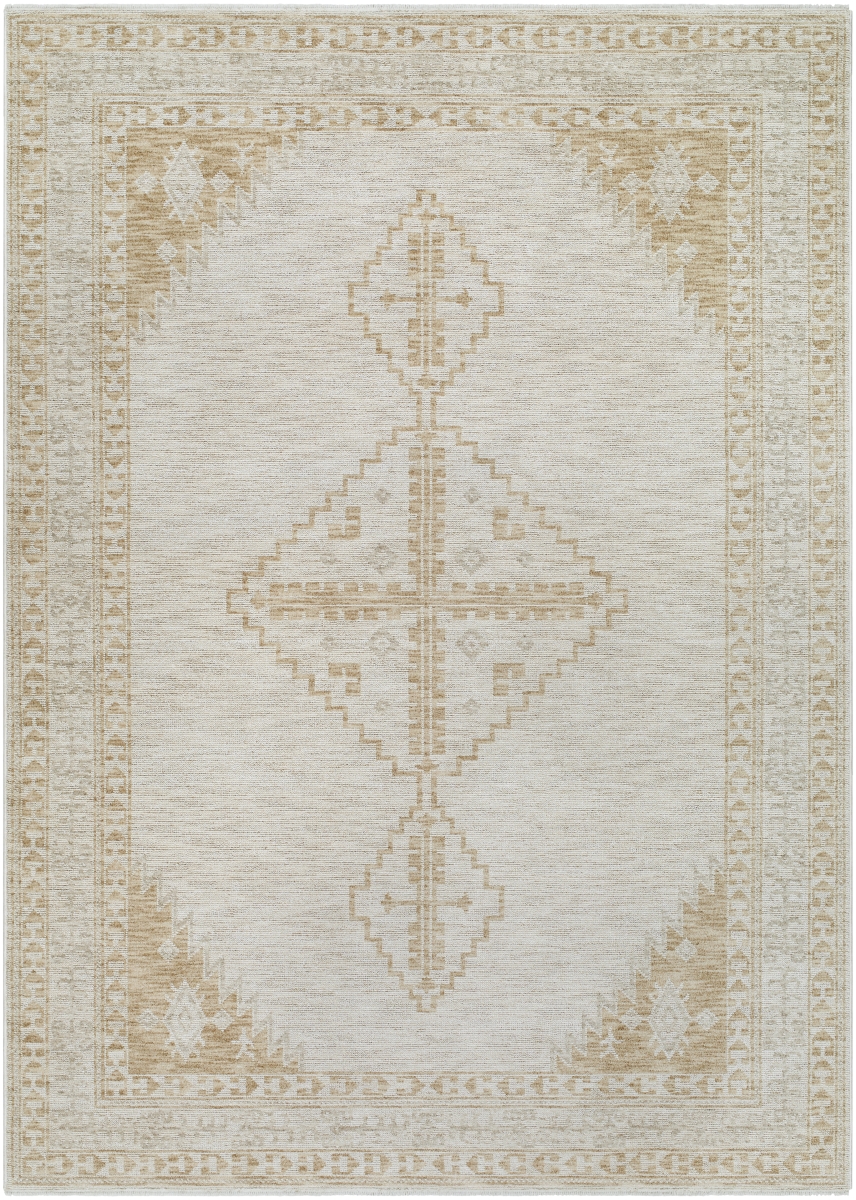 EMO2301-7RD 6 ft. 11 in. x 6 ft. 11 in. Emory Machine Woven Round Rug, Ash & Khaki