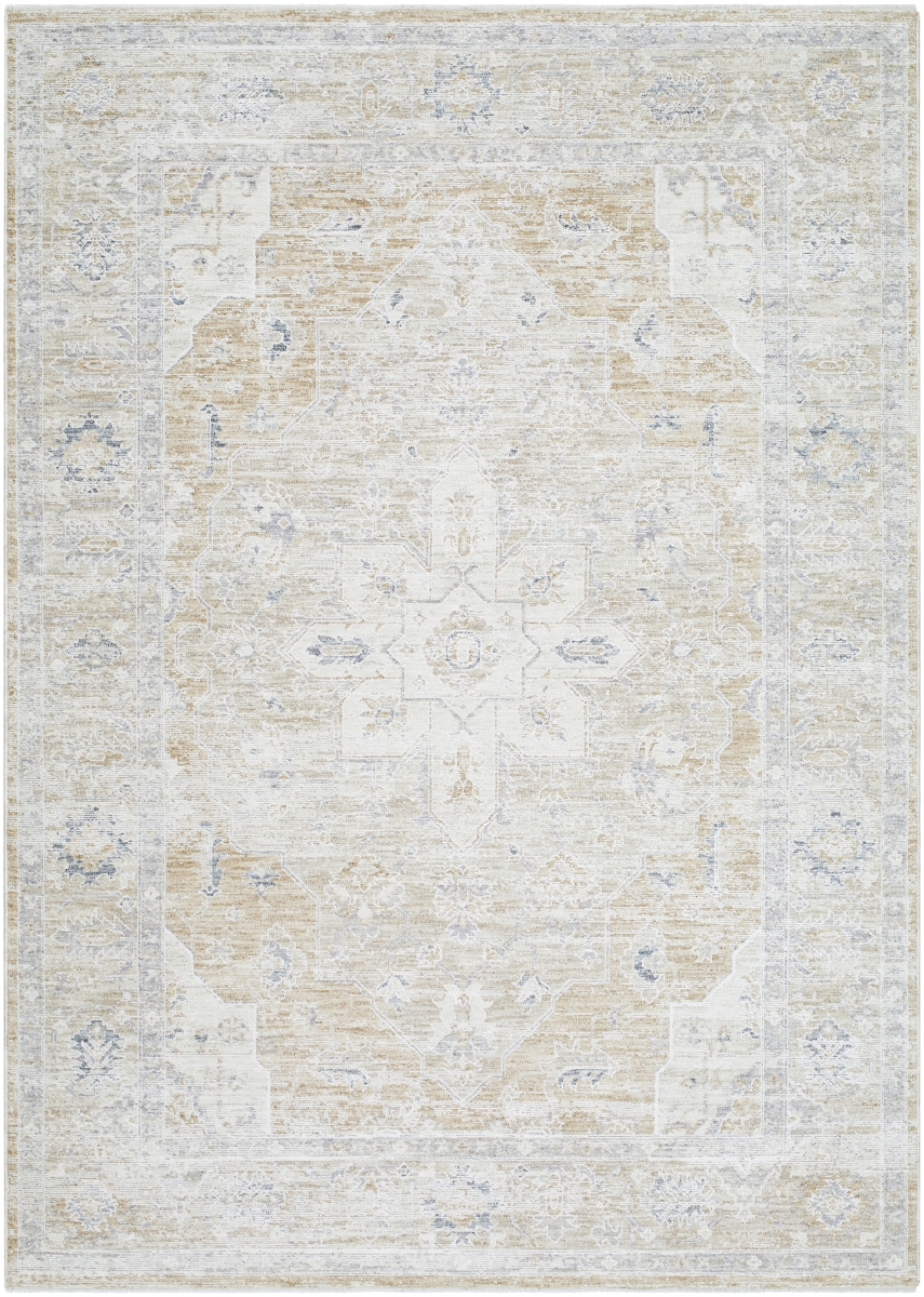 EMO2304-7RD 6 ft. 11 in. x 6 ft. 11 in. Emory Machine Woven Round Rug, Light Silver & Sterling Grey