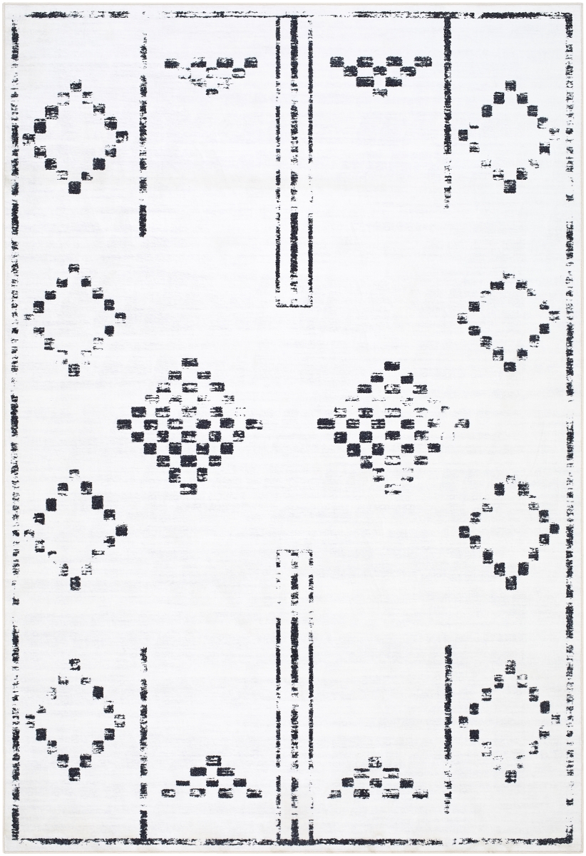 LVB2325-7696 7 ft. 6 in. x 9 ft. 5 in. Lavable LVB-2325 Machine Woven Rectangle Rug, White