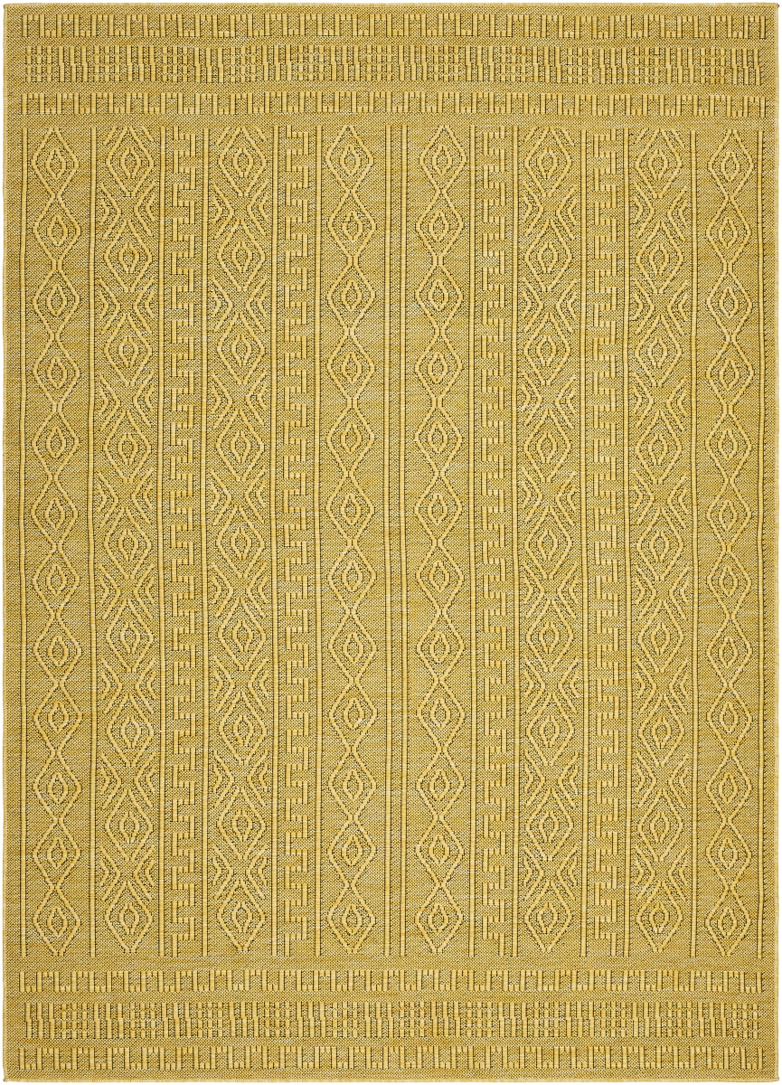 TRC2301-9212 9 ft. 2 in. x 12 ft. Terrace Machine Woven Rectangle Area Rug, Mustard & Yellow