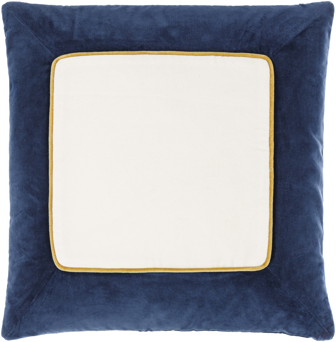 SQA001-2020D 20 x 20 in. Squared Accent Square Pillow, Off-White, Marine Blue & Orange