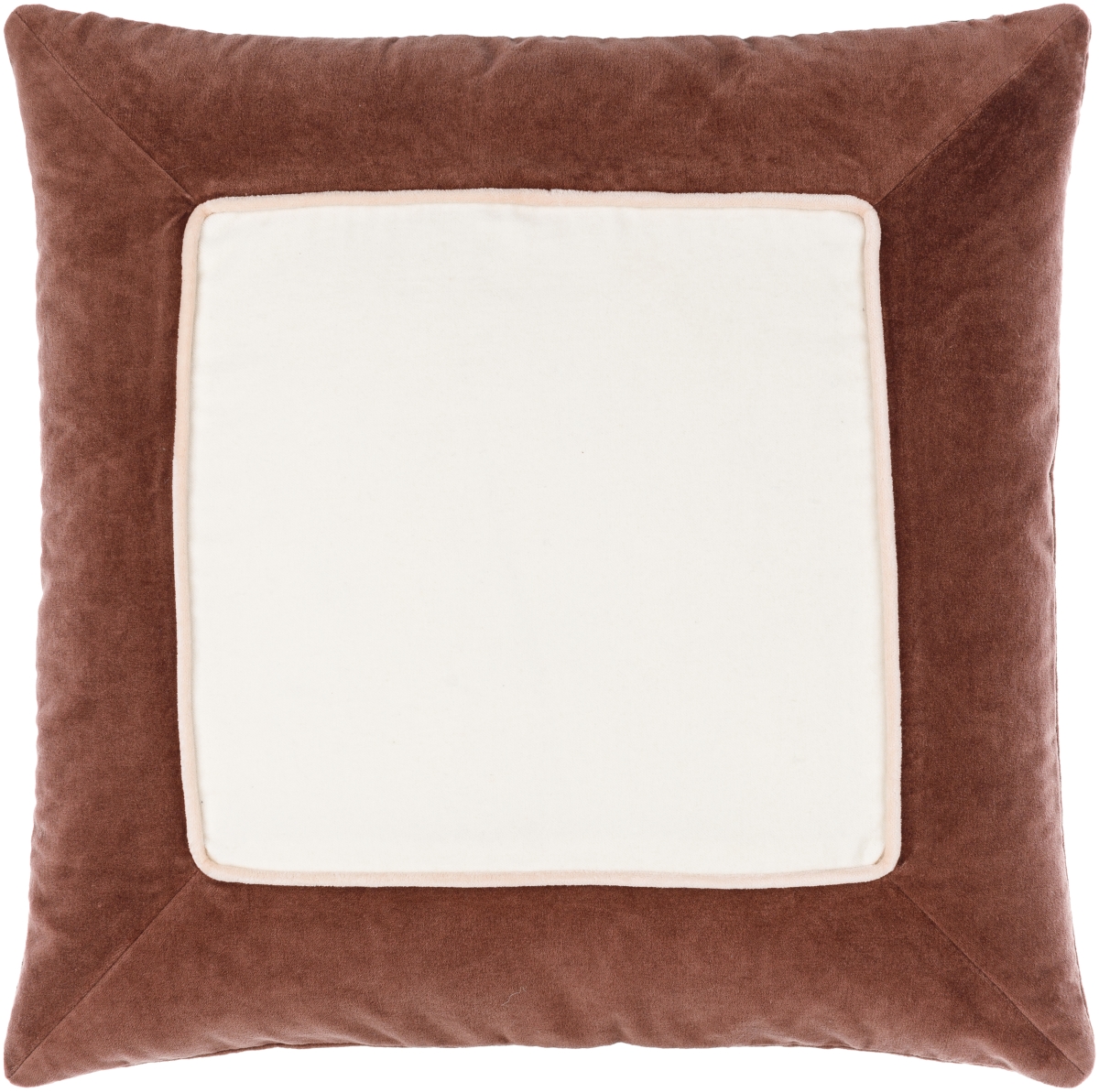 SQA004-1818P 18 x 18 in. Squared Accent Square Pillow, Off-White, Brick & Light Pink