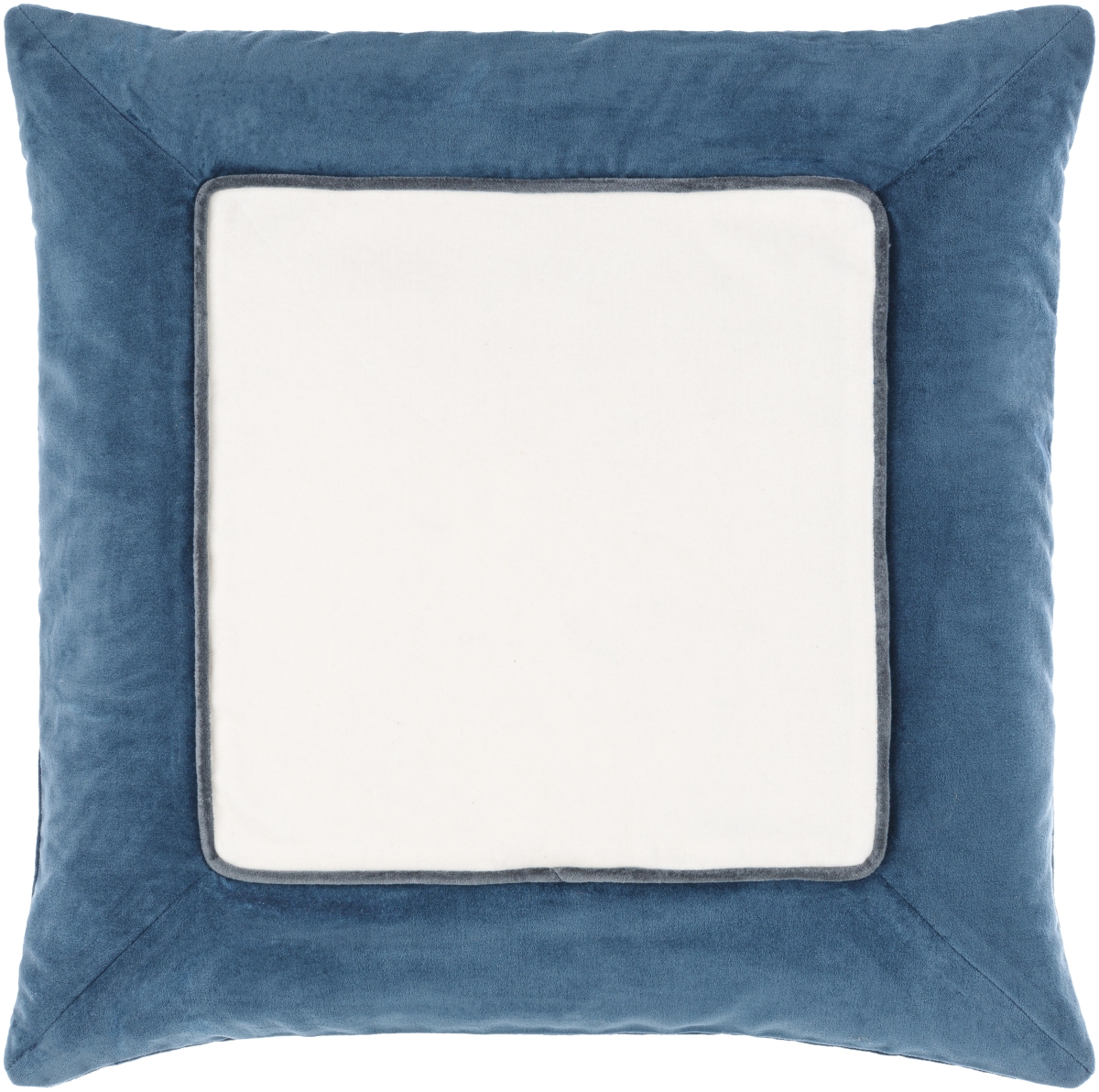 SQA005-1818 18 x 18 in. Squared Accent Square Pillow, Off-White & Marine Blue