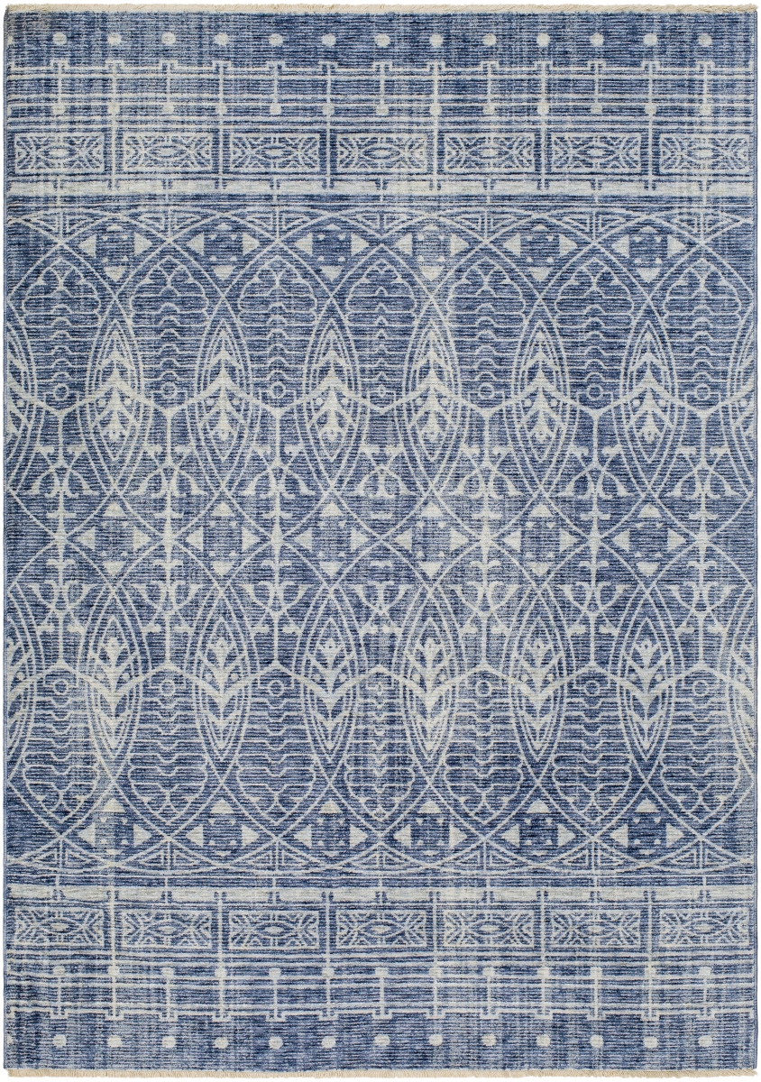 USO2306-71010 7 ft. 10 in. x 10 ft. Usonia Machine Woven Rectangle Area Rug, Ice Blue, Dark Blue & White