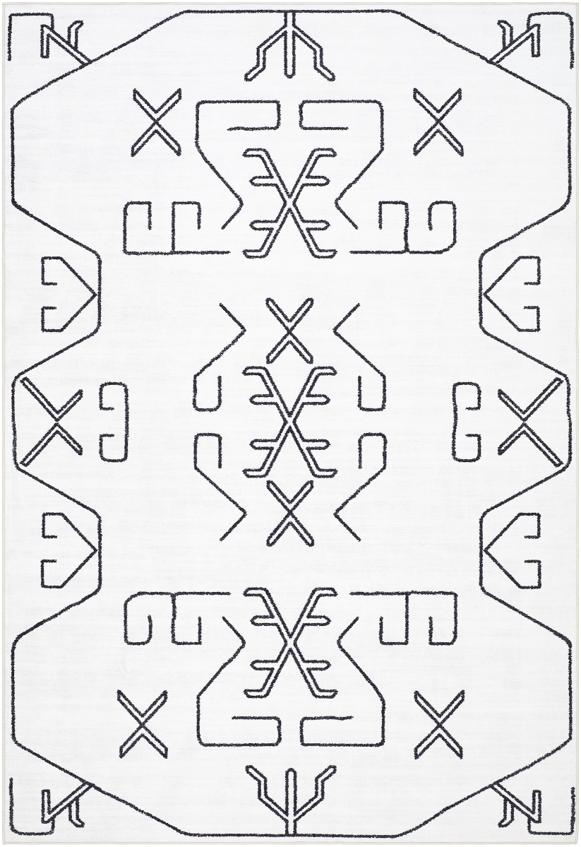 LVB2331-23 2 ft. x 2 ft. 11 in. Lavable Collection LVB-2331 Rectangle Machine Woven Rug - Ivory