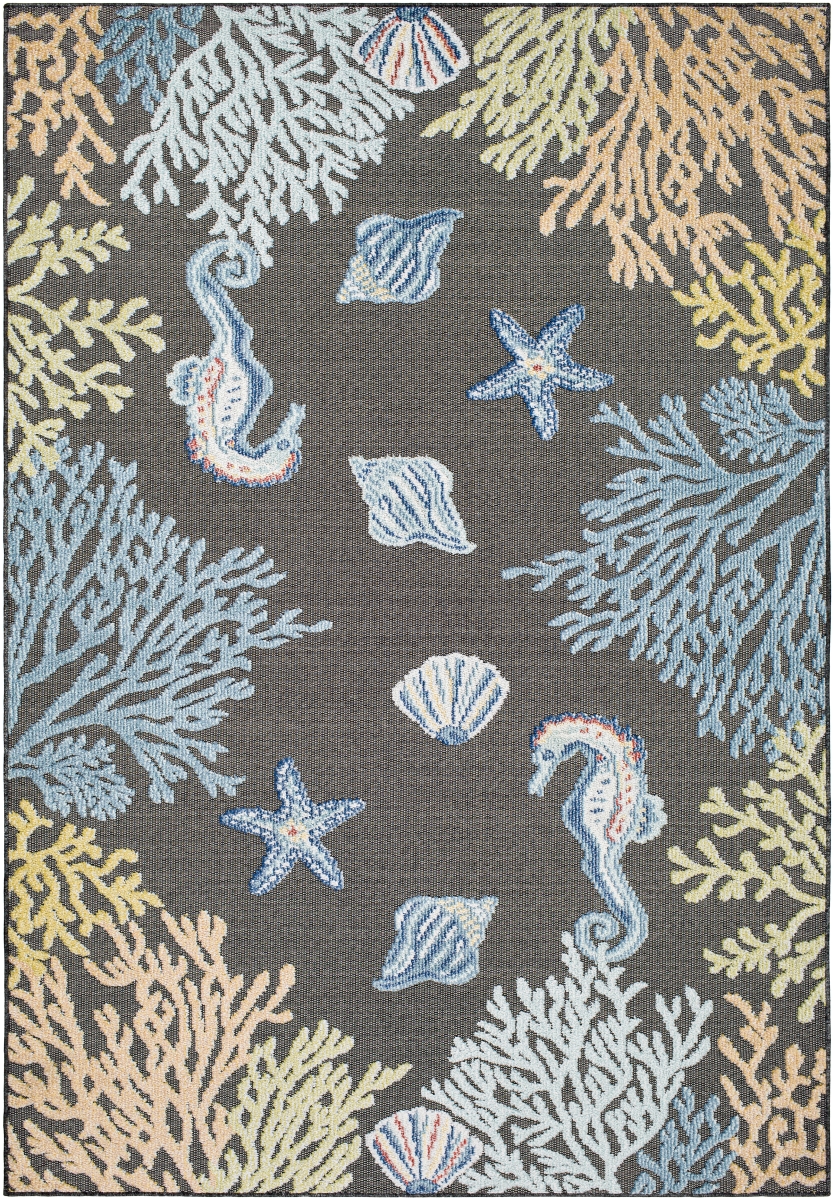 LKD2310-537 5 ft.3 in. x 7 ft. Lakeside Machine Woven Rectangle Area Rug, Charcoal
