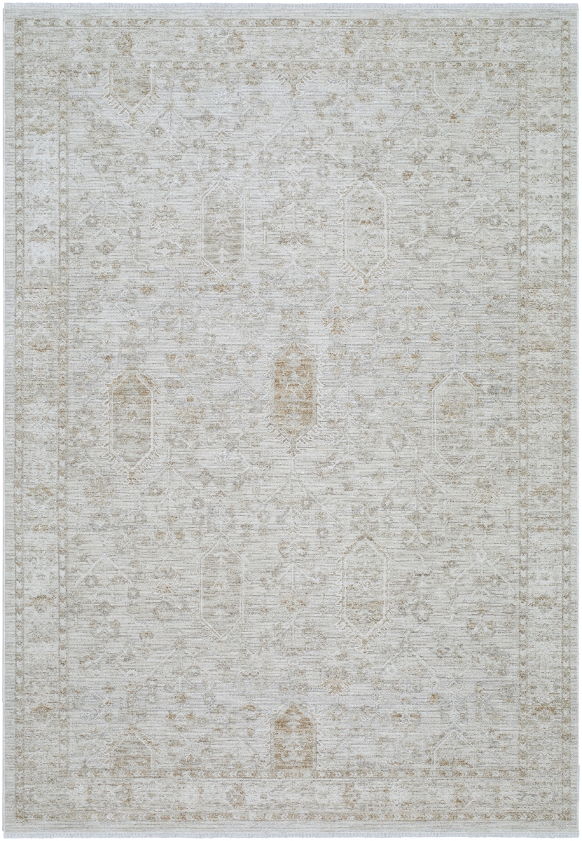 EMO2308-7RD 6 ft. 11 in. x 6 ft. 11 in. Emory EMO-2308 Machine Woven Round Rug, Silver, Metallic - Silver & Light Silver