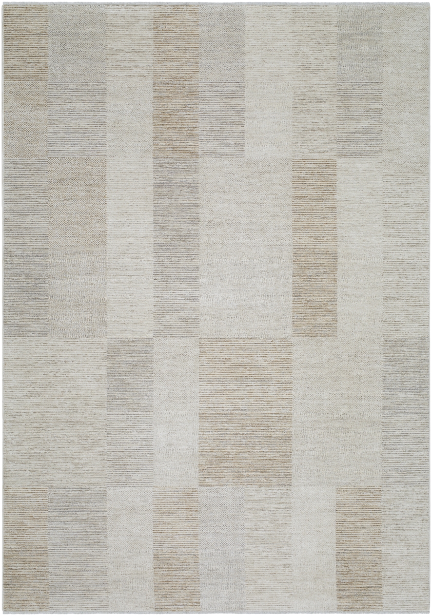 EMO2310-2745 2 ft. 4 in. x 3 ft. 9 in. Emory EMO-2310 Machine Woven Rectangle Area Rug, Ash, Metallic - Silver & Silver