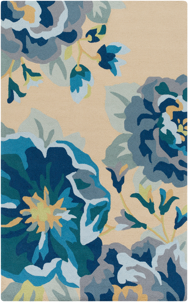 RAI1231-912 Rain Area Rug - Bright Blue, Sky Blue & Beige - 9 x 12 ft.