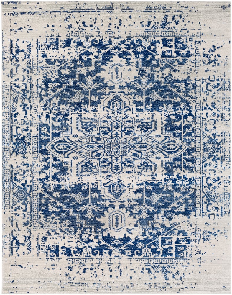 HAP1021-710103 Harput Area Rug - Dark Blue, Light Gray & Beige - 7 ft. 10 in. x 10 ft. 3 in -  Livabliss