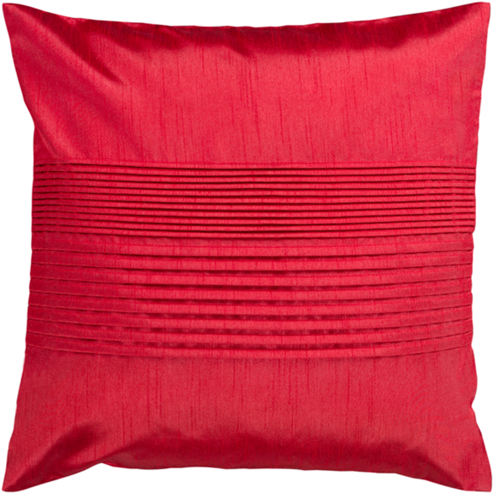 HH025-2222 Solid Pleated Pillow Cover - Bright Red - 22 x 22 x 0.25 in.
