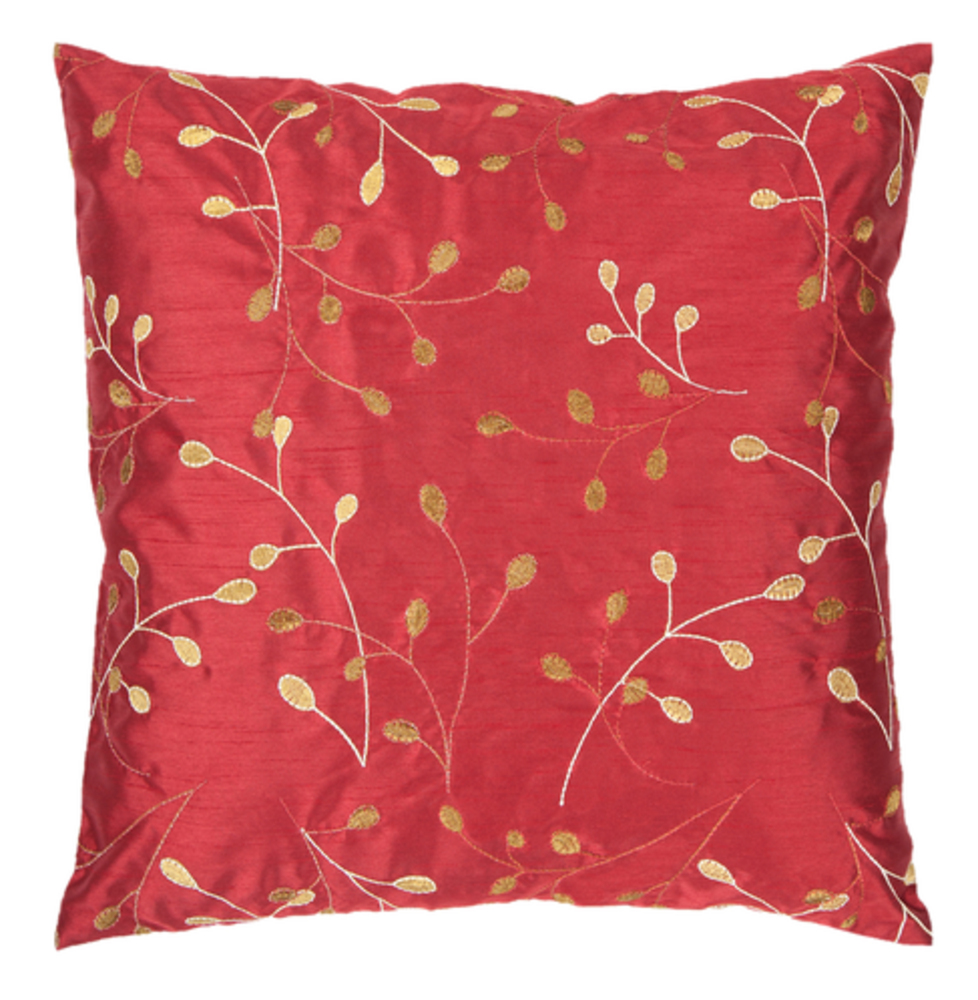 Blossom Pillow Cover - Deep Red - 22 x 22 in. - Zipper Closure - Elegant Design