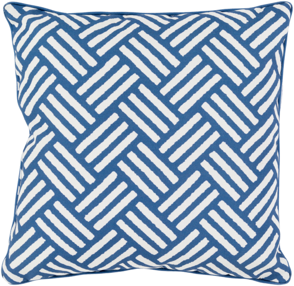 BW001-1616 Basketweave Throw Pillow - Navy & White - 16 x 16 x 4 in.