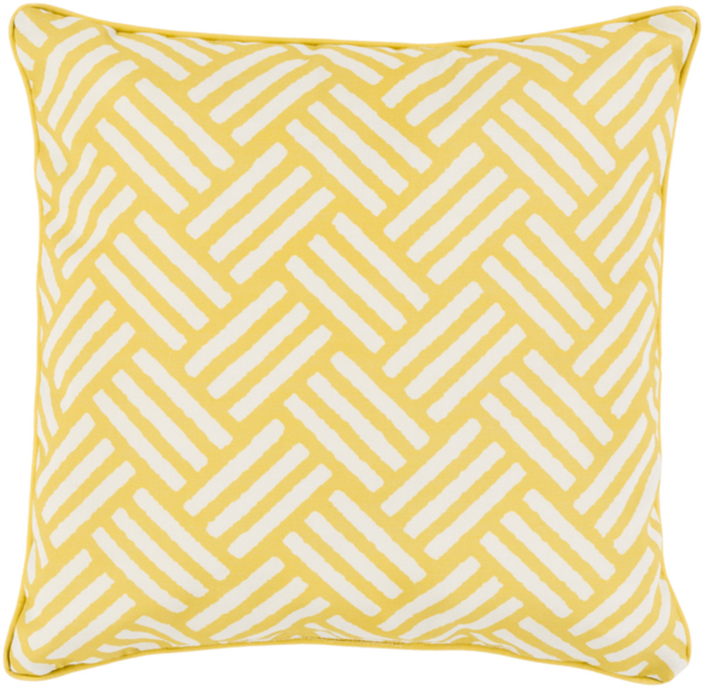 BW003-2020 Basketweave Throw Pillow - Bright Yellow & White - 20 x 20 x 4 in.