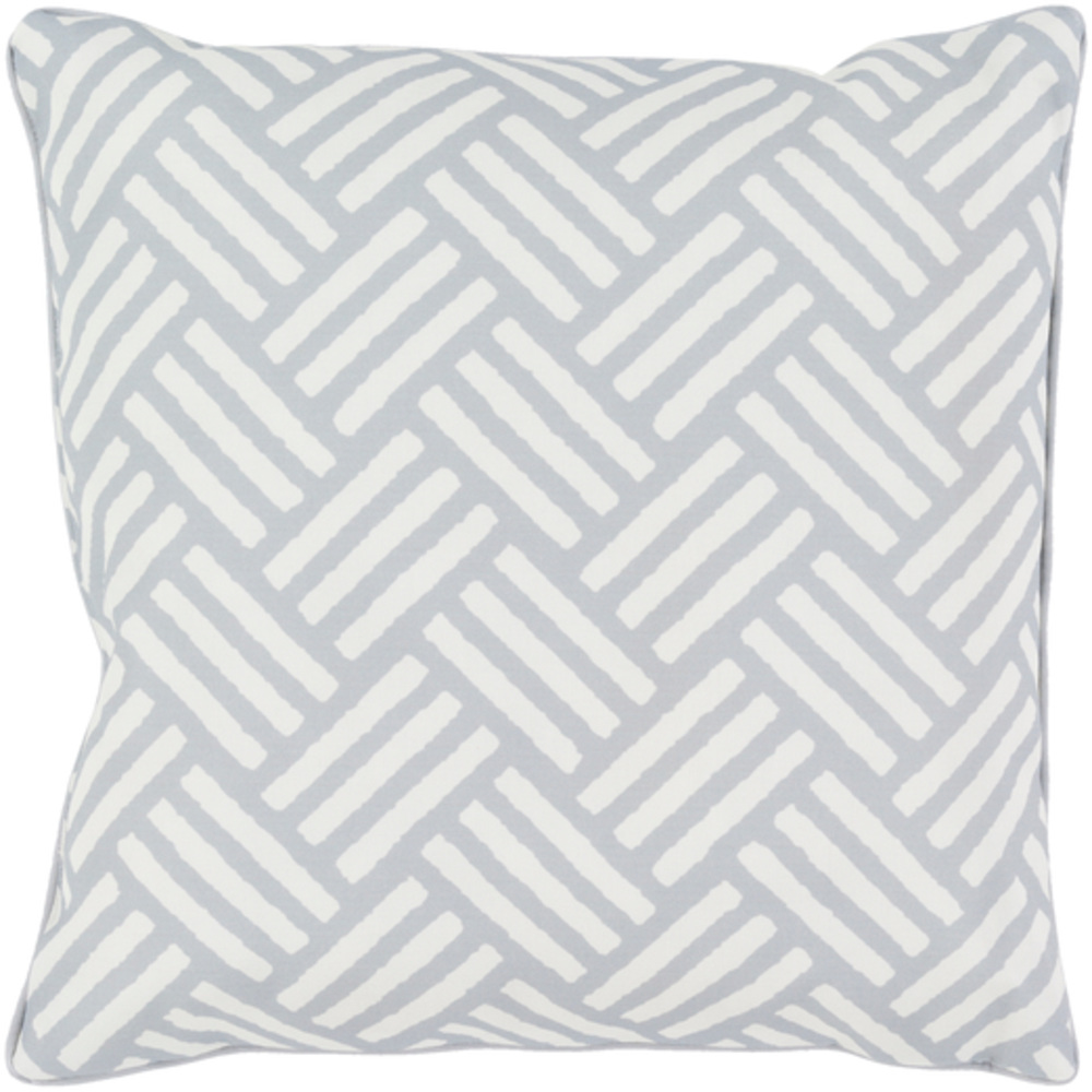 BW005-2020 Basketweave Throw Pillow - Medium Gray & White - 20 x 20 x 4 in.