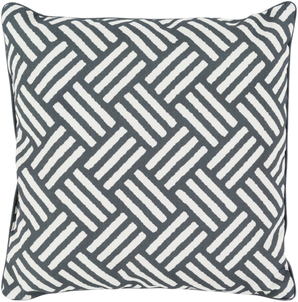 BW007-2020 Basketweave Throw Pillow - Black & White - 20 x 20 x 4 in.