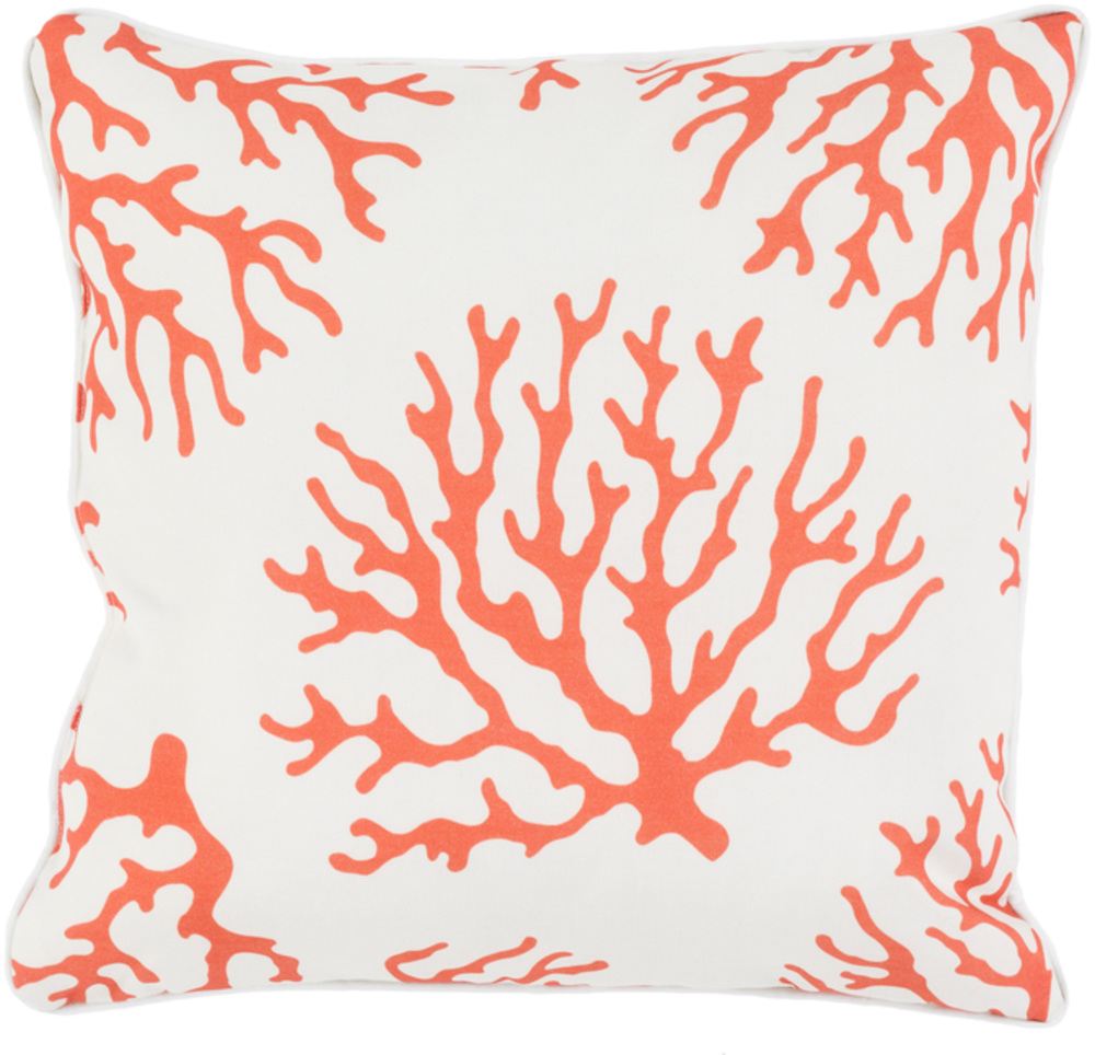 Coral Throw Pillow - Burnt Orange & White - 20 x 20 x 4 in.